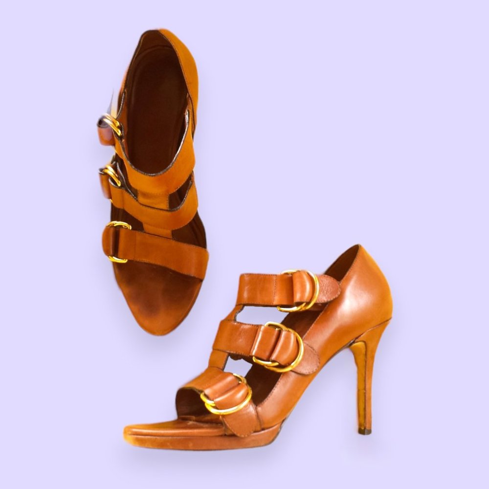 Stunning Brown Leather Strappy Sandals/Heels Cole Haan 6.5